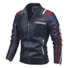 メンズヴィンテージモーターサイクルジャケット2021男性ファッション新しいバイカーレザージャケット男性刺繍爆弾ジャケット冬フリースPUオーバーコートL220725