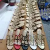 tops woman sandals leather Designer sandles Red Bottoms heels pumps Casual Gold summer rivet studded spikes slingback high Wedding party chunky heel size 34-42