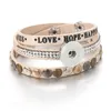 Pulseiras de charme tecerem pulseira de couro snap snap snap 18mm button jóias vintage strass boêmia para mulheres Pu Charms 2729Charm