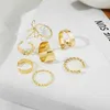 7pcs / set boho guld bred knädring uppsättning för kvinnor vintage geometrisk stor båge knut stjärna metall finger ring trend smycken gåvor