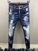 2022 Nuovi uomini jeans Hole Hole Blu scuro Italia marchio uomo pantaloni lunghi pantaloni pantaloni streetwear denim skinny slim moder jeans per d2 dimensioni di alta qualità 28-38 9837