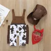 3 pièces enfant en bas âge bébé garçon fille vêtements ensembles carnaval déguisement fête Costume Cowboy tenue barboteuse chapeau écharpe ensembles 220602