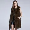 Frauen Pelz Faux Winter Natürliche Mäntel Warme Frauen Echte Lange Ärmellose Weste Frau HZT-Z008Women's Women'sWomen's