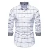 Camisas casuais masculinas PARKLEES 2022 outono xadrez patchwork formal para homens fino manga longa branco camisa de botões vestido negócios escritório camisas