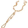 Boho Gold Hand Harness Chain Jóias Pérola Link Chain Bracelet conectada Bracelets de anel dos dedos para mulheres Charm amizade Casal Gift