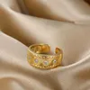 Modna kryształowy złoto metalowe chunkowe pierścienie pasmo dla kobiet geometryczne bligi cZ cyrkonia otwarta pierścień impreza ślubna prezenty biżuterii