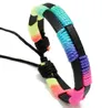 5 style selection Hand weaving Rainbow Leather Bracelet Colorful PU fashion couple hand rope