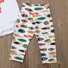 Ensembles de vêtements 0-18M été infantile enfants bébé garçon filles tenues en coton vêtements lettre barboteuse hauts + pantalons longs + chapeau