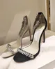 Elegant sommarsandalkl￤nningskor Kvinnor Shiloh Crystal Strappy High Heels Party Wedding Bridal Fashion Brands Lady Pumps Black Grey Gul