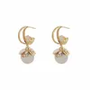 Boucles d'oreilles pendantes pour femmes, lustre Micro pavé brillant, boule d'opale en Zircon, Style coréen, nouveaux bijoux délicats