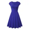 Casual Kleider Mode Elegantes Kleid Frauen Einfarbig V-ausschnitt Kurzarm Überzogene Swing Party Bankett KleidCasual