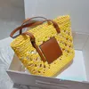 Designer- Women straw woven bag Hollowed out holiday hand beach one shoulder leisure shopping bags Handbags vacation