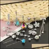 Body Arts Tattoos Art Health Beauty Dangle Belly Button Ring Set 14g Zircon Navel Skivstång för både män och momen5920998