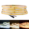 COB LED Strip Light 320 480 LEDS/M 16.4ft عالية الكثافة الشريط الشريط المرن 3000-6500K RA90 LED LITES DC12V 24V