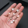 Heart Butterfly Flower Belly Button Rings 14g Dangle Crystal Zircon Navel Piercing Ombligo Oreja Both Sides Screwed Body Jewelry