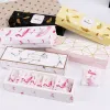 Cadeau Wrap Flamingo / Marbre / Plume Motif Papier Emballage Boîte Nougat Cookies Coffrets Cadeaux Mariage Gâteau Au Chocolat Pain Carton F0811