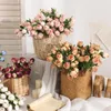 Couronnes de Fleurs Décoratives 1 BouquetﾠFleur ArtificielleﾠRétroﾠRéalisteﾠ7 TêtesﾠArrangement Floral Rose Artificielleﾠpour Salle à MangerﾠDécor Va