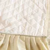 Beige épaissir matelassé princesse dentelle jupe de lit en peluche doux velours luxe literie drap de lit couvre-matelas couverture taies d'oreiller 220623