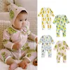 Baby rompers barn designer kläder barn citron bomull tryckt bodysuits sommar avslappnad butik långärmad jumpsuits nyfödda klättring krypande kläder b8148