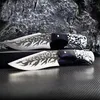 Special Offer R7107 Survival Straight Hunting Knife 9Cr18Mov Drop Point Blade Full Tang Wood with Resin Handle Fixed Blades Knives with Leather Sheath