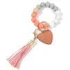 Porte-clés pour hommes et femmes à la mode Bracelet en perles de silicone Porte-clés Bracelets de poignet porte-clés