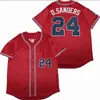 Vintage Deion Sanders # 24 Baseball Jerseys Hommes SF Atlanta Cincinnati 1991 Rouge Bleu Cousu Chemises