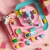 Course Rail Voiture Jouet Train Piste Jouets pour Enfants Montessori Garçons Filles Cadeaux Mécanique Aventure Cerveau Table Jeu 220507