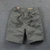 Shorts Mens Casual Bomull Arbetsbyxor Knälängd Elastisk Midja Män Chino 220318