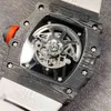 Uxury Watch Date Luxury Mens Mechanics Bekijk Richa polshorloge Milles RM35-02 Series Koolstofvezel Case Automatisch geïmporteerde beweging Rubberen band MillerWatch