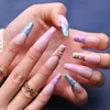손톱 긴 가짜 손톱 아크릴 유럽 및 미국 프로스트 레오파드 네일 디자인 또는 여자 소녀