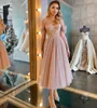 2022 Roze Mermaid Prom Jurken Lange Black Girls Gold Lace Applique Sweep Trein Formele Party Avondjurken Sweet 16 Dresses