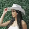 Bérets vintage Fedora chapeau unisexe en feutre des chapeaux de cowboy dames avec des strass de style western tassel tassement tasse