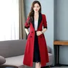 Kvinnors trenchrockar dubbla lager vindbrytare kvinnors långa vårens höst mode coat coat kvinnlig röd svart 2022Kvinnor