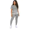 2022 sommer Hosenanzug Seltsame Muster Passenden Farbe T-shirt Und Hose sexy Frauen Set