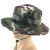 Camuflagem Chapéu de balde Proteção ao ar livre Montanhista Capfet Sun Hat Summer Summer respirável largura chapéus com corda apertada1187595