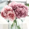 Fiori decorativi Ghirlande Teste Peonia Bouquet Fiore artificiale di seta Mazzo falso per anno Matrimonio Decorazione domestica GhirlandaDecorativo