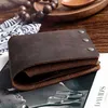 Carteiras da carteira de couro genuíno masculino para homens Vintage Handmade Short Bifold Burse Card Solter com Coin Pocketwalletswallets