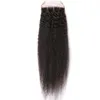 HD Lace 5x5 Malaysisk Kinky Straight Closure Coarse Yaki Human Hair Free Middle 3 Part Lace Closure Blekt Knots Med Baby Hår