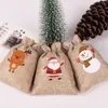 Geschenkomschakeling 10 stks 10x15cm Kerstman Jute Drawstring Tas Small Huidige opslag Kerstmis Tree Decor Pakbouches voor festivalgift