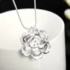 Цепочка штамповать серебряное колье для женщин ювелирных изделий 18 дюймов красивые цветущие цветы подвесные модные рождественские подарки свадьбы Heal22
