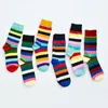 Meias Masculinas Pares Men Funny 3D Calcetines Happy For Chaussette Homme Colorful Striped Meias Warm Compression Sokken Men's