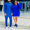 Casual Dresses African Fashion Royal Blue Tiered Tulle Mini Women Chic Ruffles Puffy Full Sleeves Short Party Dress Summer VestidoCasual