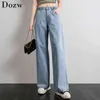 High Waist Pants Women Long Jeans Casual Straight Wide Leg Trousers Fashion Buttons Ladies Mom Denim Vaqueros Mujer 210515