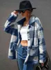 Autumn Winter Plaid Faux Fur Coat Women Checkered Thick Warm Jacket Women Furry Fluffy Teddy Jacket Plush Coat Ladies L220714