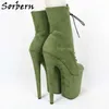 Sorbern Stivali da ballo in finta pelle scamosciata verde chiaro per stivaletti con piattaforma Drag Queen Colori personalizzati