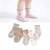 Y Girls Socks Toddlers Stripes Socks Soft Cotton Baby Ankle Sock Flower Mönster Barn Sockor Anti Slip Baby Floor Sock J220621