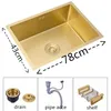 Gold Sink 304 Stainless Steel Single Bowl Kitchen Sink Gold Drain Kitchen Sink with Accessories