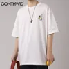 T-shirt Gonthwid Streetwear HARAJUKU Japońskie mleko koszulki Koszule Hip Hop Fashion Bawełniane lato swobodne luźne tshirty 220505