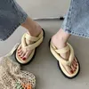 Fashion Thick-soled Flip Flops Spring Summer Beach Platform Slippers for Women Solid Color Roman Sandals