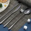 Flatware Sets 4pcs/set Korean Colorful Knife Fork Spoon Chopsticks Tableware Set For Wedding Home PartiesFlatware